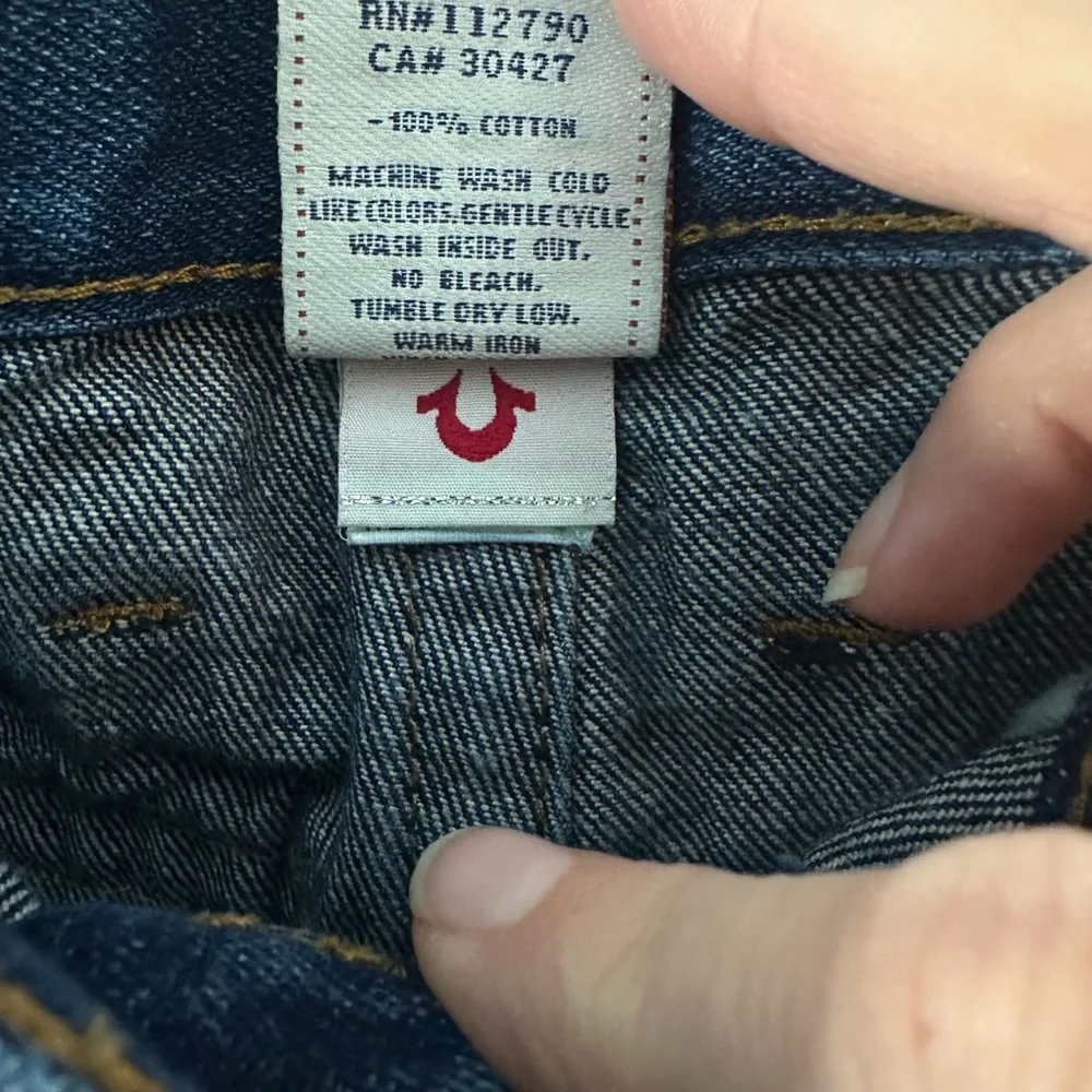 True Religion Section Row Seat Jeans Mens 36 Dark Wash Button Fly